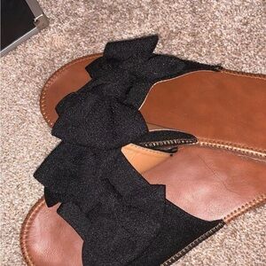 Women's Black Bow Sandals
